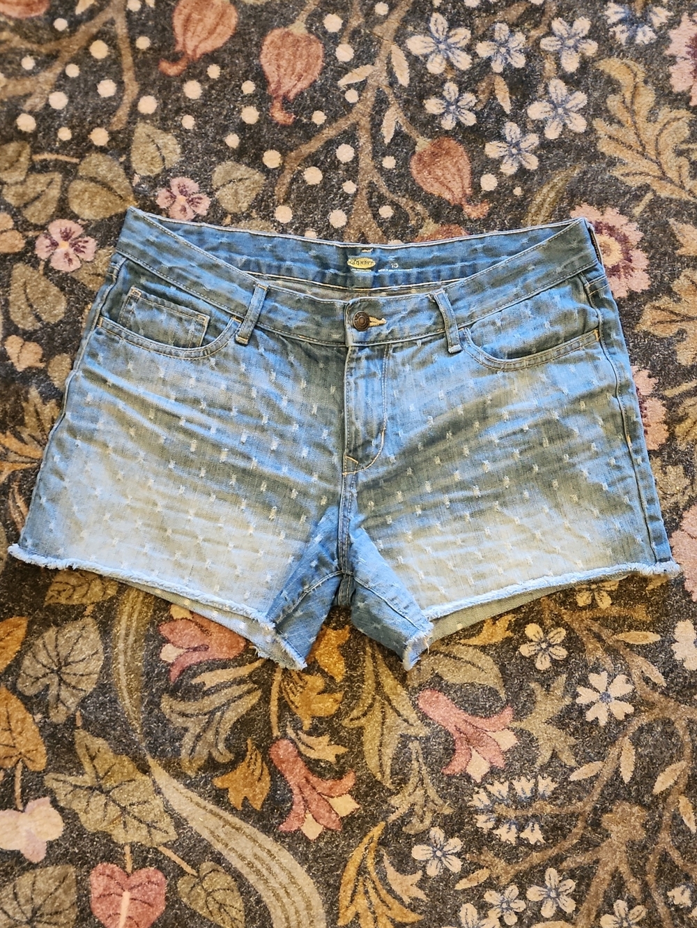 Old Navy Light Blue Denim Dot-Textured Shorts